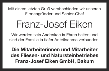 Anzeige von Franz-Josef Eiken von OM-Medien