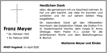 Anzeige von Franz Meyer von OM-Medien