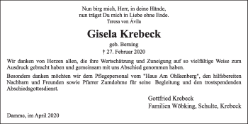 Anzeige von Gisela Krebeck von OM-Medien