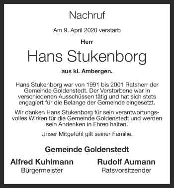 Anzeige von Hans Stukenborg von OM-Medien