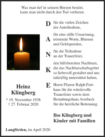 Anzeige von Heinz Klingberg von OM-Medien