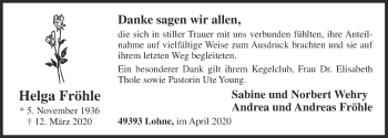 Anzeige von Helga Fröhle von OM-Medien