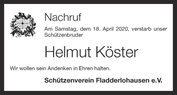 Anzeige von Helmut Köster von OM-Medien