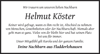 Anzeige von Helmut Köster von OM-Medien