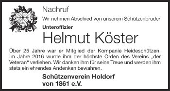 Anzeige von Helmut Köster von OM-Medien