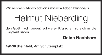 Anzeige von Helmut Nieberding von OM-Medien