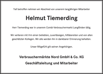 Anzeige von Helmut Tiemerding von OM-Medien