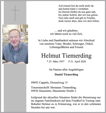 Anzeige von Helmut Tiemerding von OM-Medien