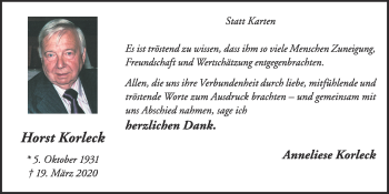 Anzeige von Horst Korleck von OM-Medien