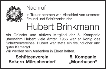 Anzeige von Hubert Brinkmann von OM-Medien