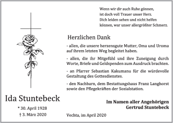 Anzeige von Ida Stuntebeck von OM-Medien