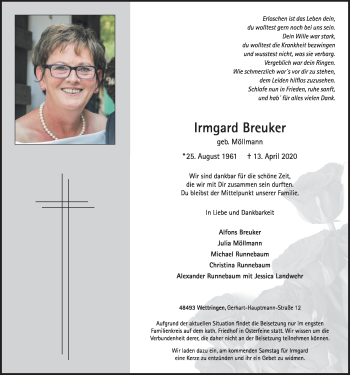 Anzeige von Irmgard Breuker von OM-Medien