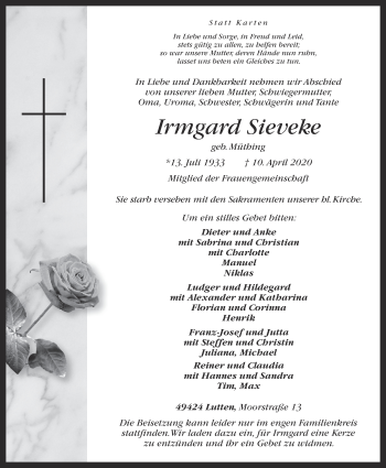 Anzeige von Irmgard Sieveke von OM-Medien