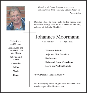 Anzeige von Johannes Moormann von OM-Medien