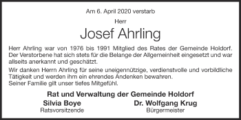 Anzeige von Josef Ahrling von OM-Medien