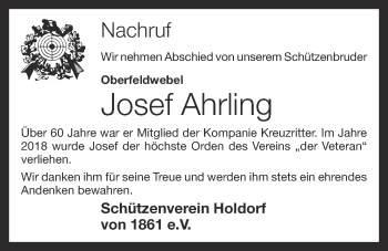 Anzeige von Josef Ahrling von OM-Medien