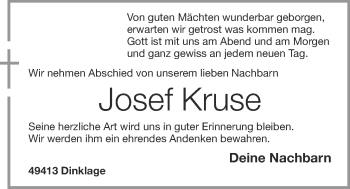 Anzeige von Josef Kruse von OM-Medien
