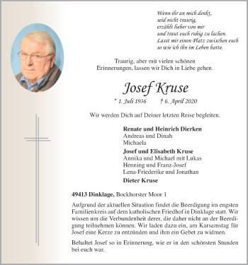 Anzeige von Josef Kruse von OM-Medien