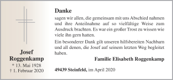 Anzeige von Josef Roggenkamp von OM-Medien