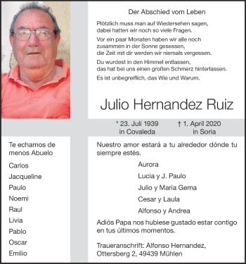 Anzeige von Julio Hernandez Ruiz von OM-Medien