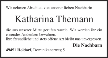 Anzeige von Katharina Themann von OM-Medien