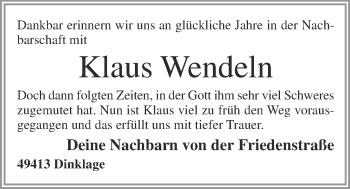 Anzeige von Klaus Wendeln von OM-Medien