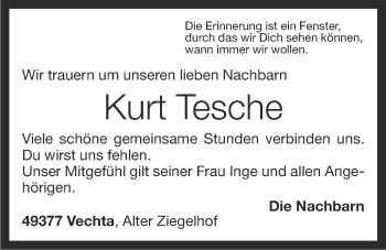Anzeige von Kurt Tesche von OM-Medien