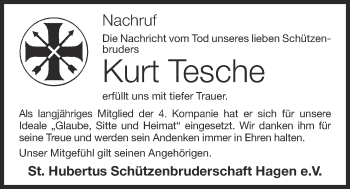 Anzeige von Kurt Tesche von OM-Medien