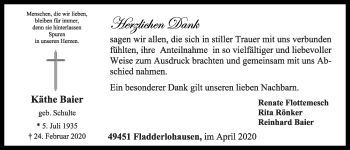 Anzeige von Käthe Baier von OM-Medien