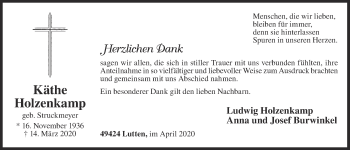 Anzeige von Käthe Holzenkamp von OM-Medien