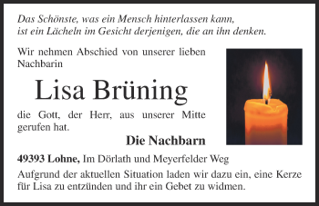 Anzeige von Lisa Brüning von OM-Medien