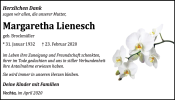 Anzeige von Margaretha Lienesch von OM-Medien