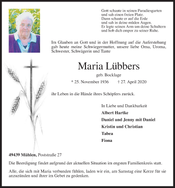 Anzeige von Maria Lübbers von OM-Medien
