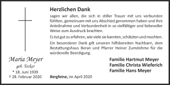 Anzeige von Maria Meyer von OM-Medien