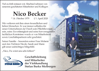 Anzeige von Nico Becker von OM-Medien