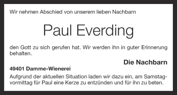 Anzeige von Paul Everding von OM-Medien