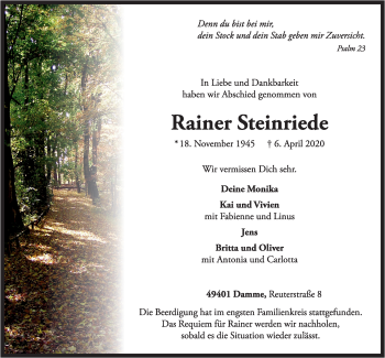 Anzeige von Rainer Steinriede von OM-Medien