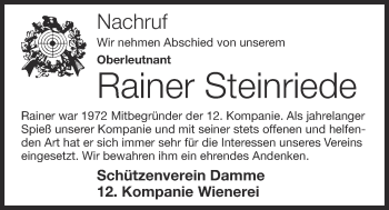 Anzeige von Rainer Steinriede von OM-Medien