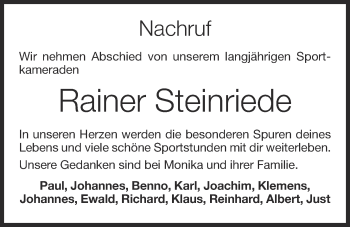Anzeige von Rainer Steinriede von OM-Medien