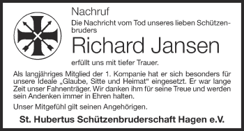 Anzeige von Richard Jansen von OM-Medien