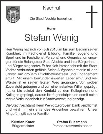 Anzeige von Stefan Wenig von OM-Medien
