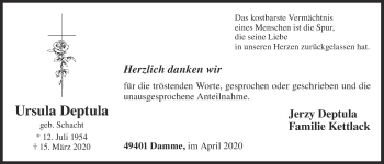 Anzeige von Ursula Deptula von OM-Medien