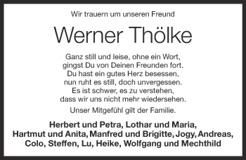 Anzeige von Werner Thölke von OM-Medien