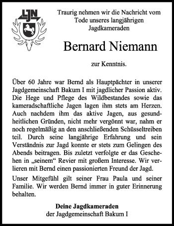 Anzeige von Bernard Niemann von OM-Medien