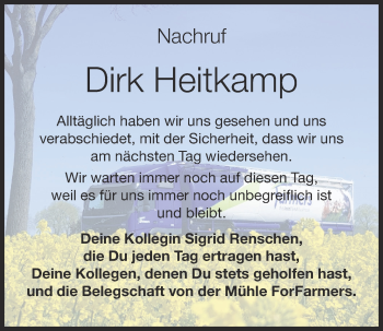 Anzeige von Dirk Heitkamp von OM-Medien