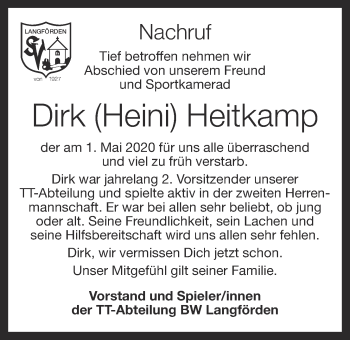 Anzeige von Dirk Heitkamp von OM-Medien