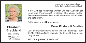 Anzeige von Elisabeth Brackland von OM-Medien
