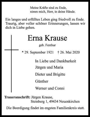 Anzeige von Erna Krause von OM-Medien