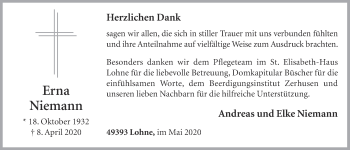Anzeige von Erna Niemann von OM-Medien