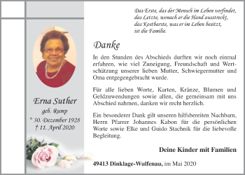 Anzeige von Erna Suther von OM-Medien